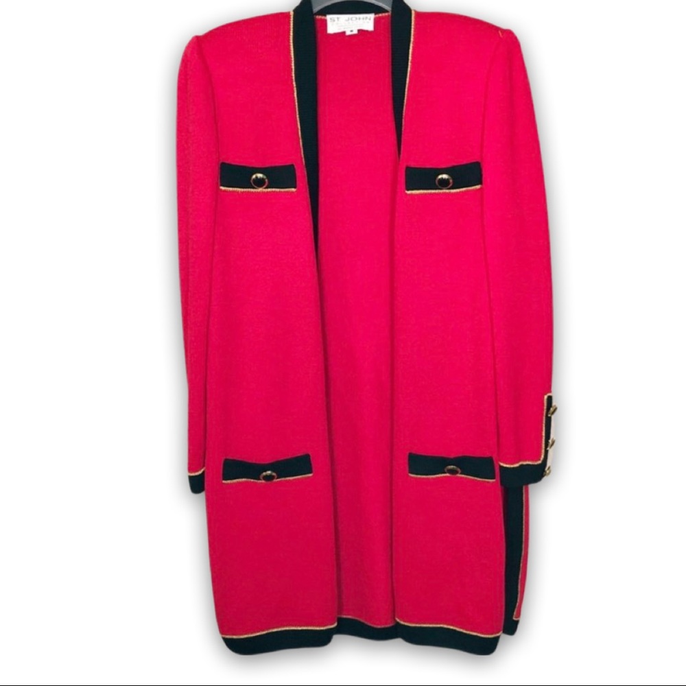 St John | Open Front Button Detail Wool Cardigan - image 1